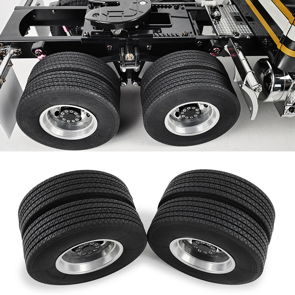 AXSPEED 2/4Pcs 22mm 25mm Front Rear Rubber Tyres Wheel Tires for Tamiya 1/14 RC Trailer Tractor Truck Car Upgrade Parts