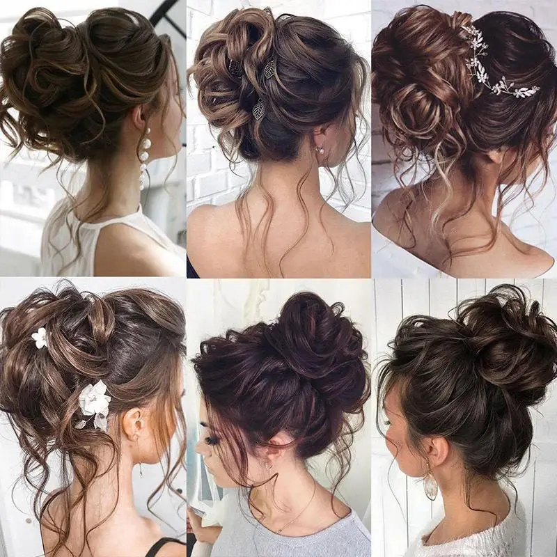 Synthetic Elegant Messy Curly Elastic Rubber Band Hair Bun Fluffy Chignon Gift