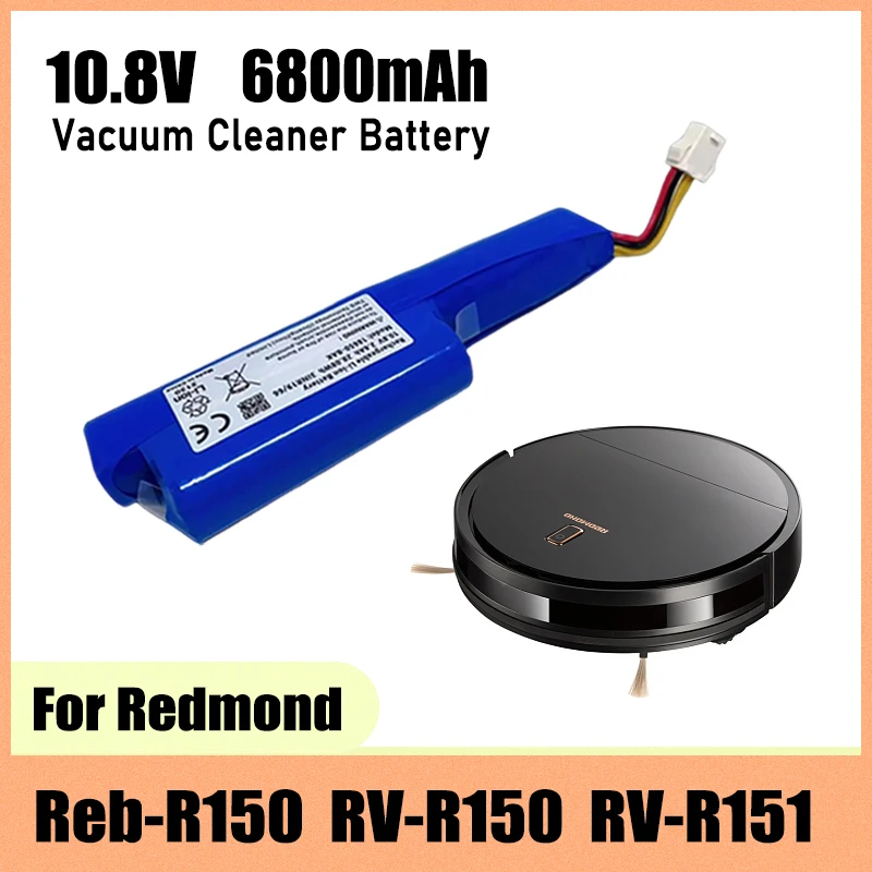 10.8V lithium-ion battery, 6800mAh, for Redmond RV-R150 Redmond RV-R151 robot vacuum cleaner battery replacement