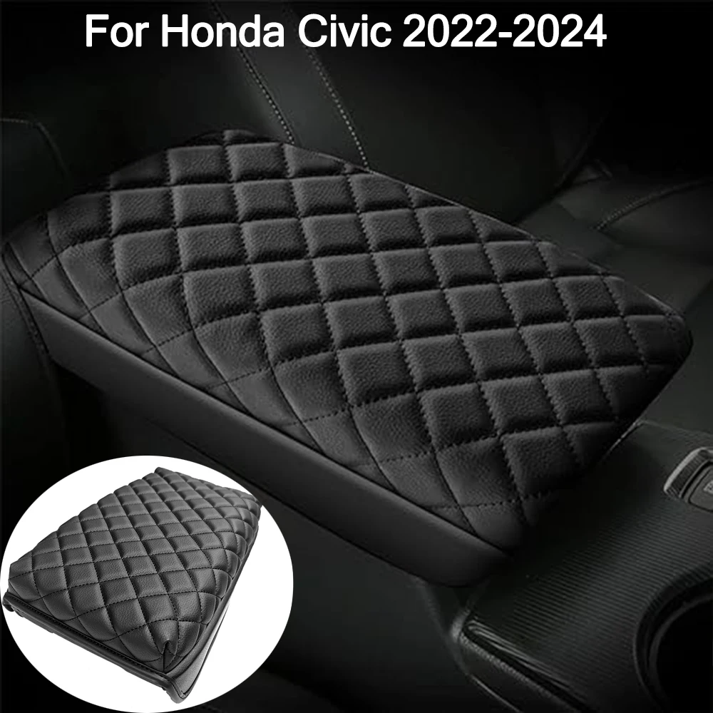 وحدة التحكم المركزية مسند الذراع غطاء الوسادة لهوندا سيفيك 2022 20223 2024 بولي Leather الجلود مسند ذراع السيارة صندوق تخزين حامي حصيرة الملحقات