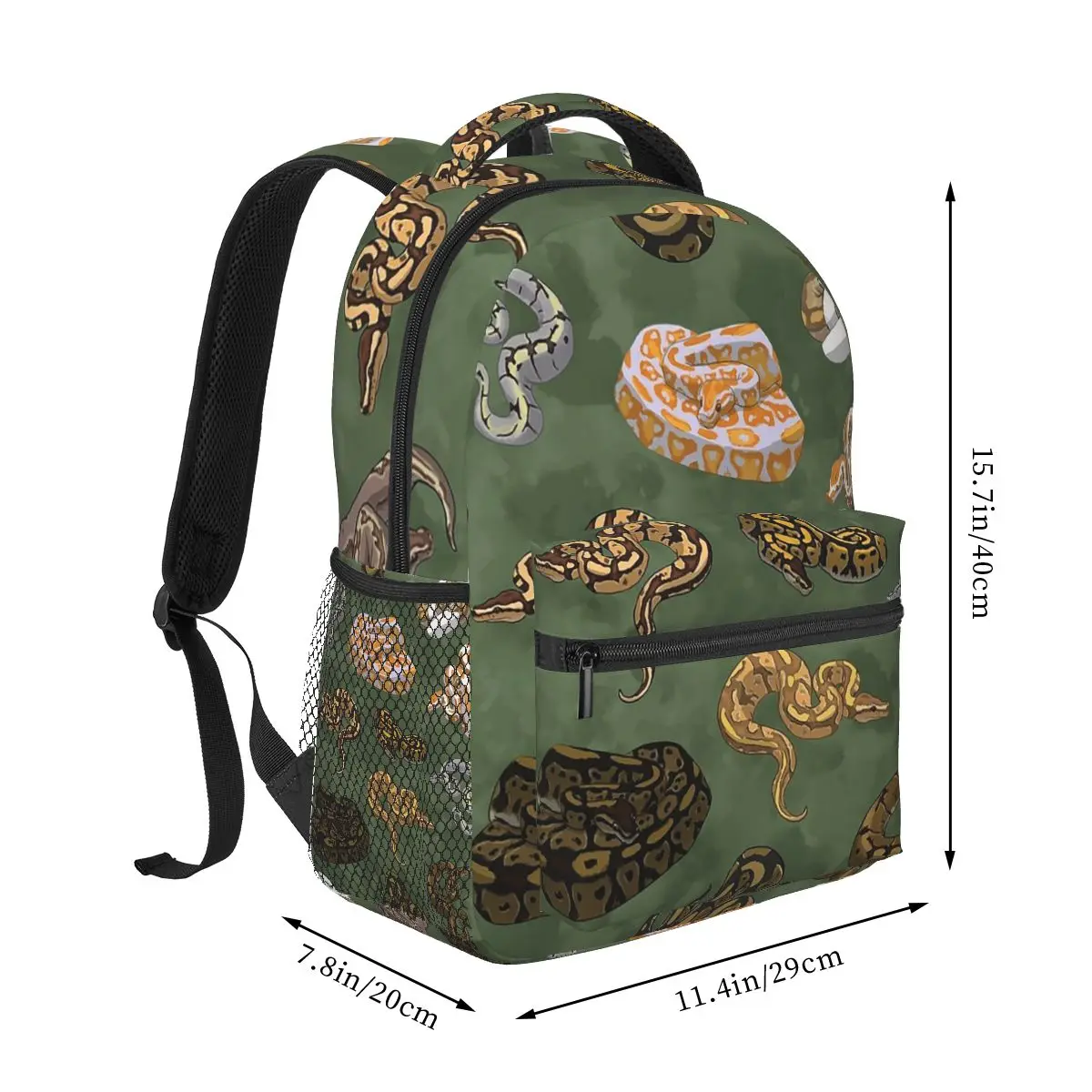 Ball Python Morphs Pattern Moss Green Backpacks Boys Girls Bookbag Children School Bags Cartoon Laptop Rucksack Shoulder Bag