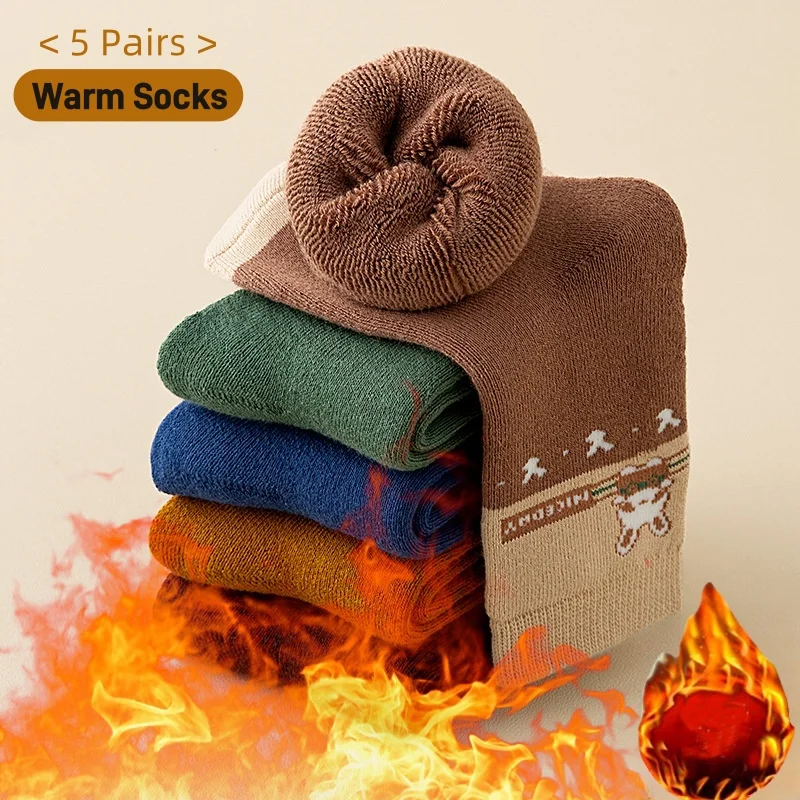Jungen und Mädchen Socken Winter warme Baumwoll socken Baby Baumwolle verdickte Frotte socken Kinder Winters ocken 5 paare/los – Detail 7