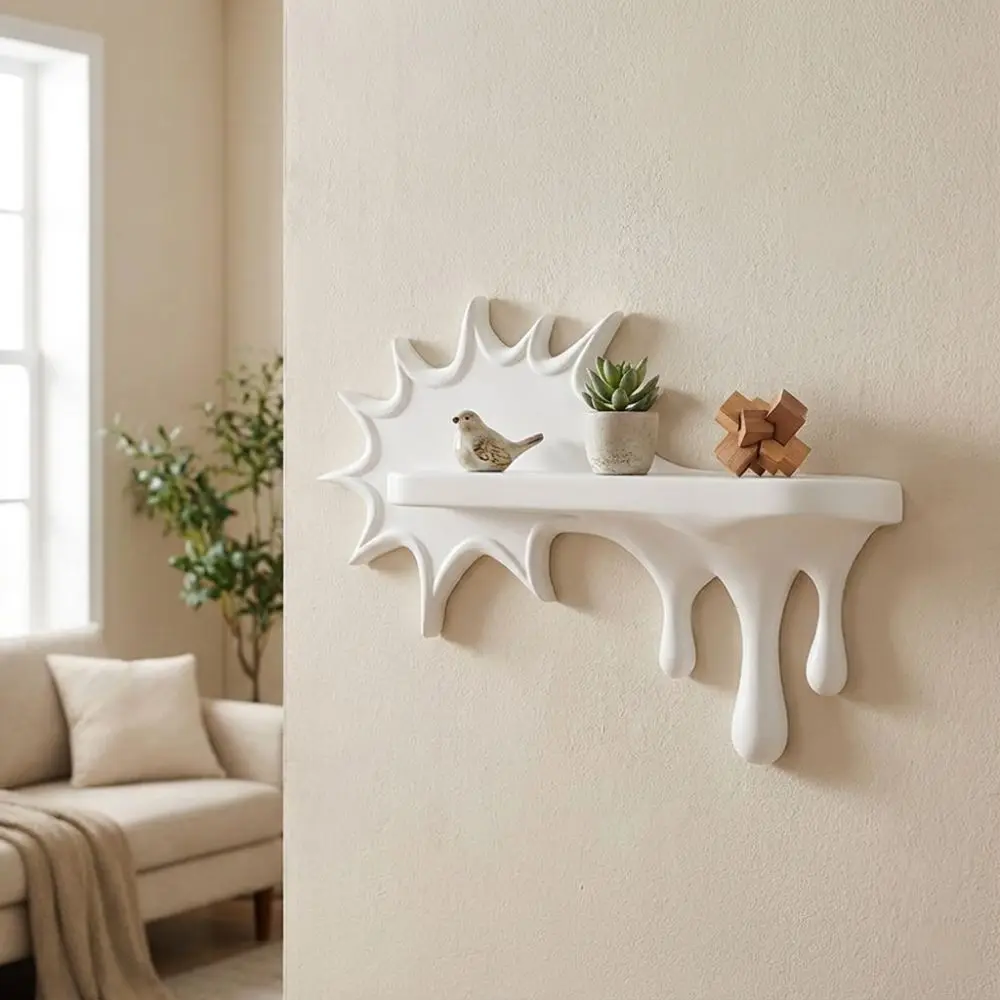 3D Printed Burst Dripping Shape Wall Shelf Irregular Shape Plastic Melting Display Rack Artistic Wall-Mounted