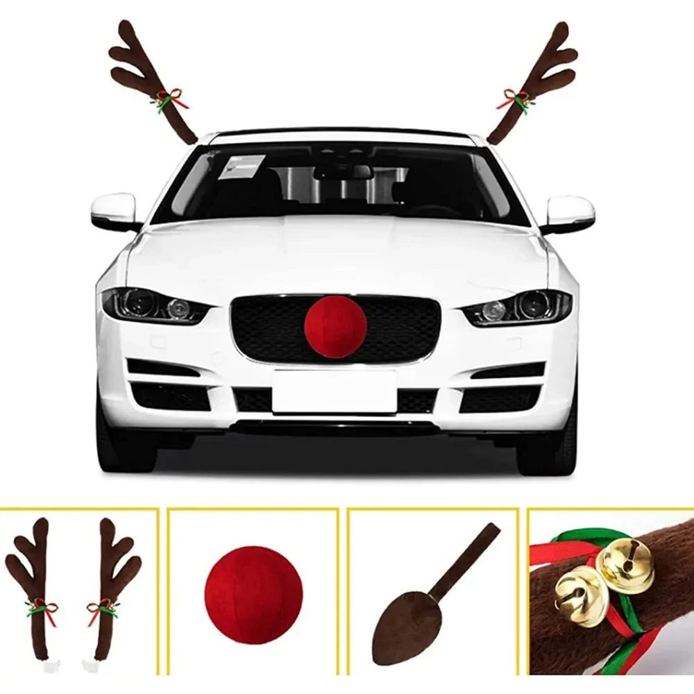 Christmas Car Decoration Large Antlers Christmas Decoration Car Decoration Christmas Antlers with Car Deer Tail