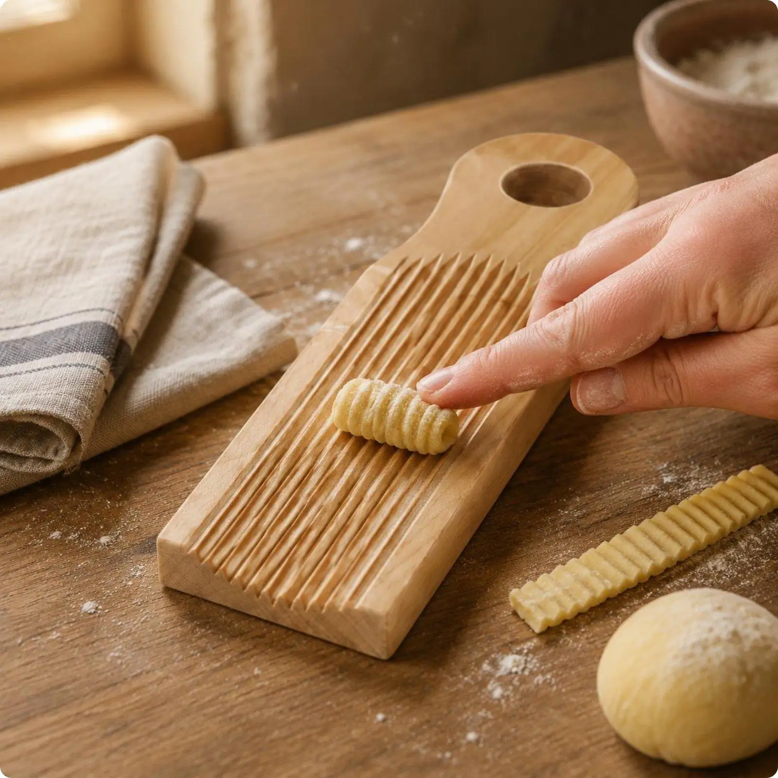 Wooden Gnocchi Board Grooved Surface Ridged Pasta Board Wood Cooking Tool