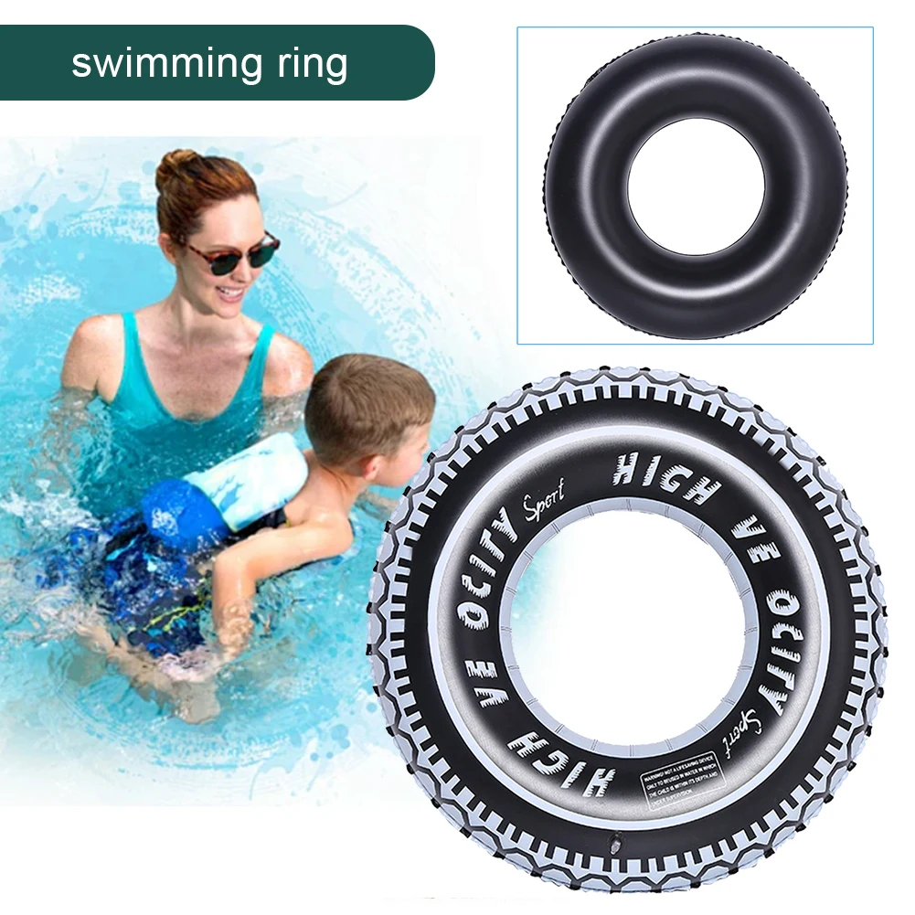 Tire Pattern Swimming Rings Floaties Leakproof Inflatable Swim Ring Thickened Pool Rings PVC Pool Floats for Summer Pool Party