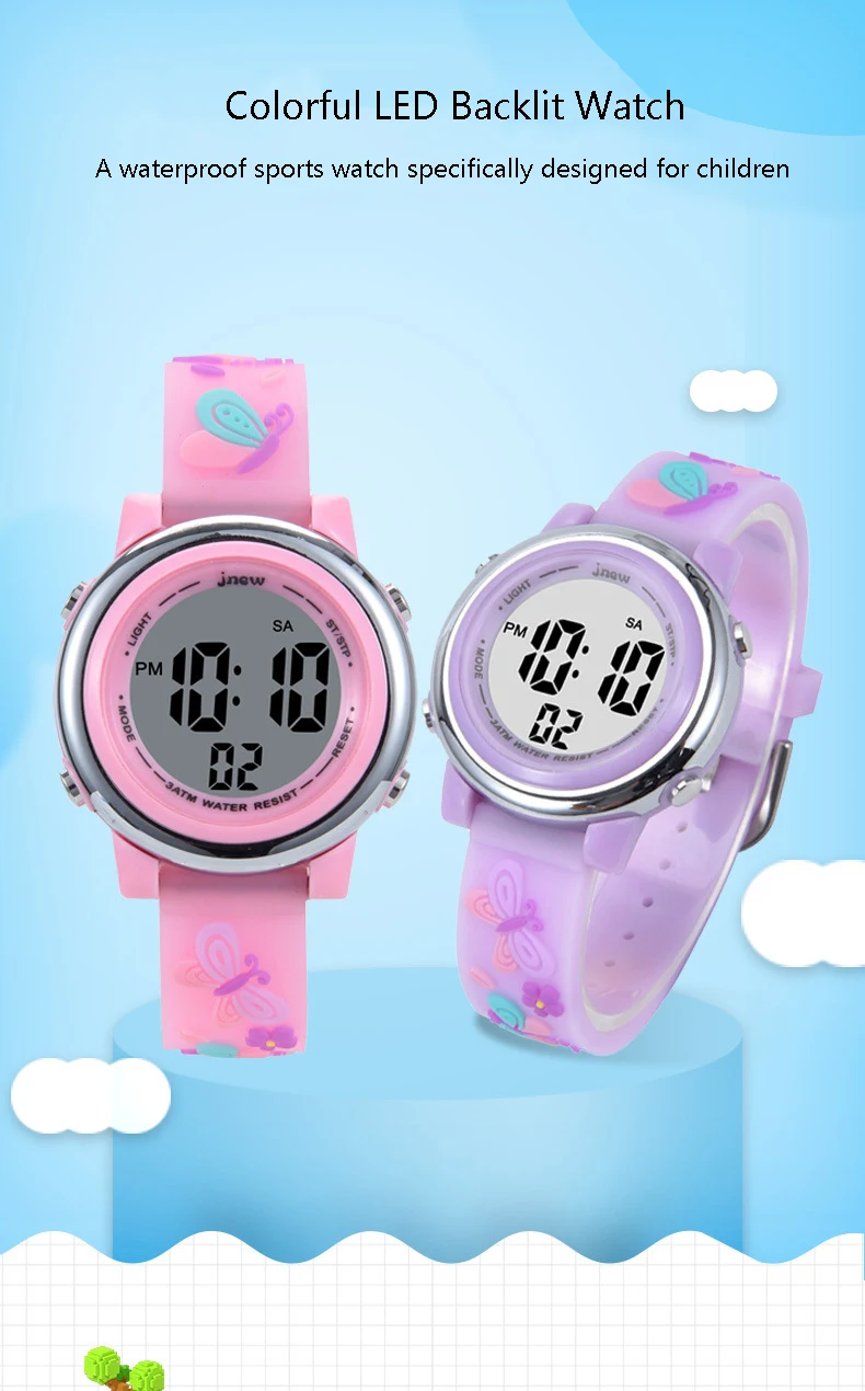 UTHAI C12 Children's Watch Student Multi Functional Sports Kids Girl Cute Cartoon Waterproof Alarm Clock LED Electronic Watches