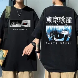 Hot Anime Kaneki Ken Graphic Reversible Printed T-Shirt Men's Cool Y2K Street Round Neck Loose T-Shirt Top