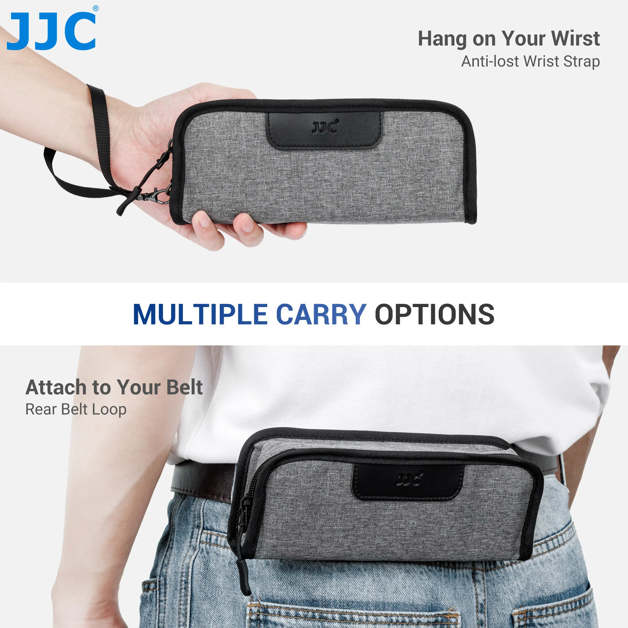 JJC Film Pouch Case for 135 35mm Film Carrying Pouch for 5 Rolls of 35mm 120mm Film with Elastic Slot Interior Belt Loop Design