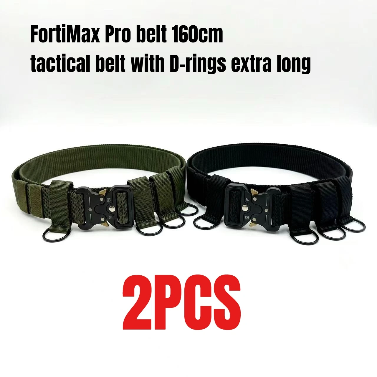 

2PCS [FortiMax Pro] 1.5m/59 inch Big and Tall Tactical Belt - for 50 inch waist,men's heavy duty work belt for outdoor& hiking