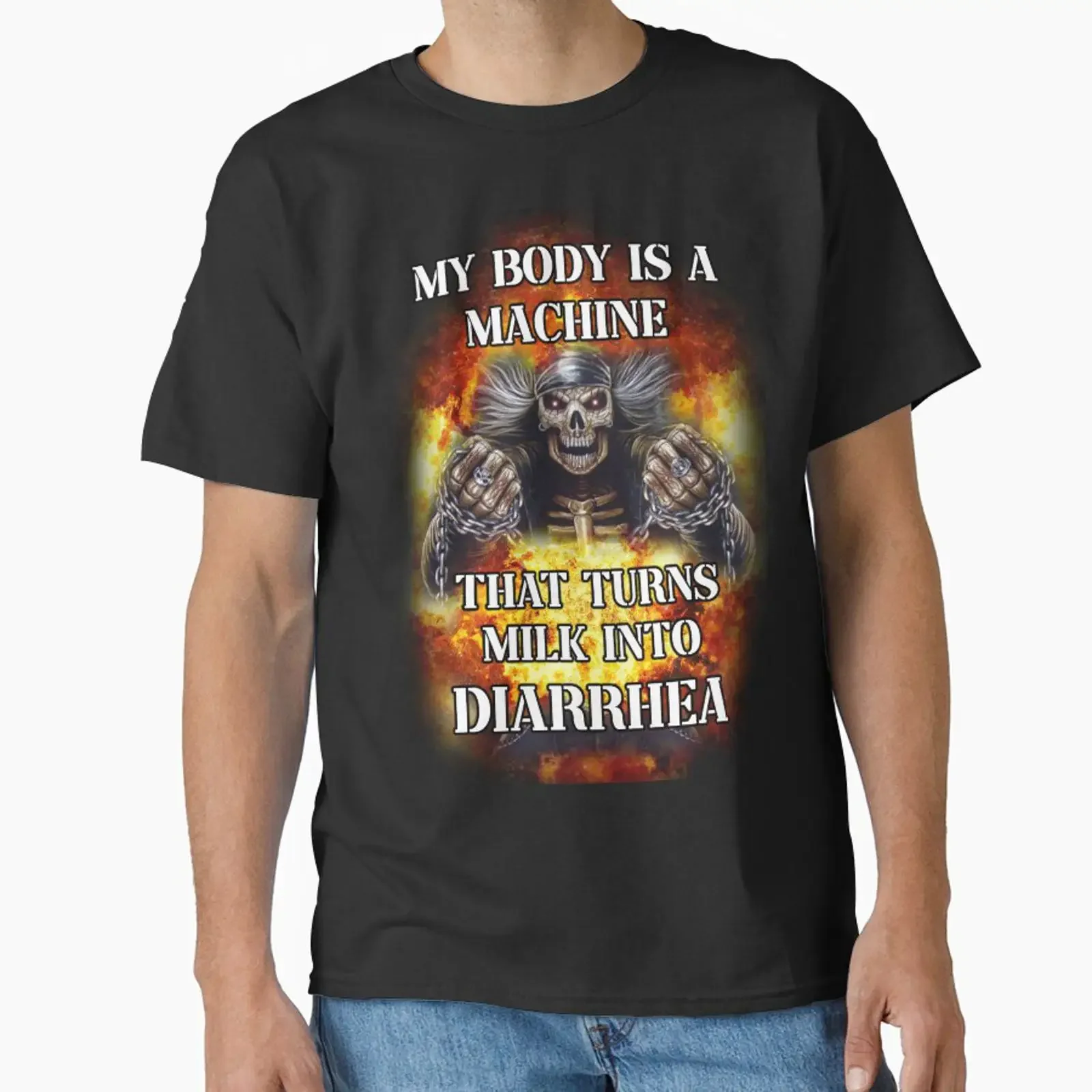 my body is a machine that turns milk into diarrhea badass skeleton meme designed and sold by InMyMentalEra vintage Washed