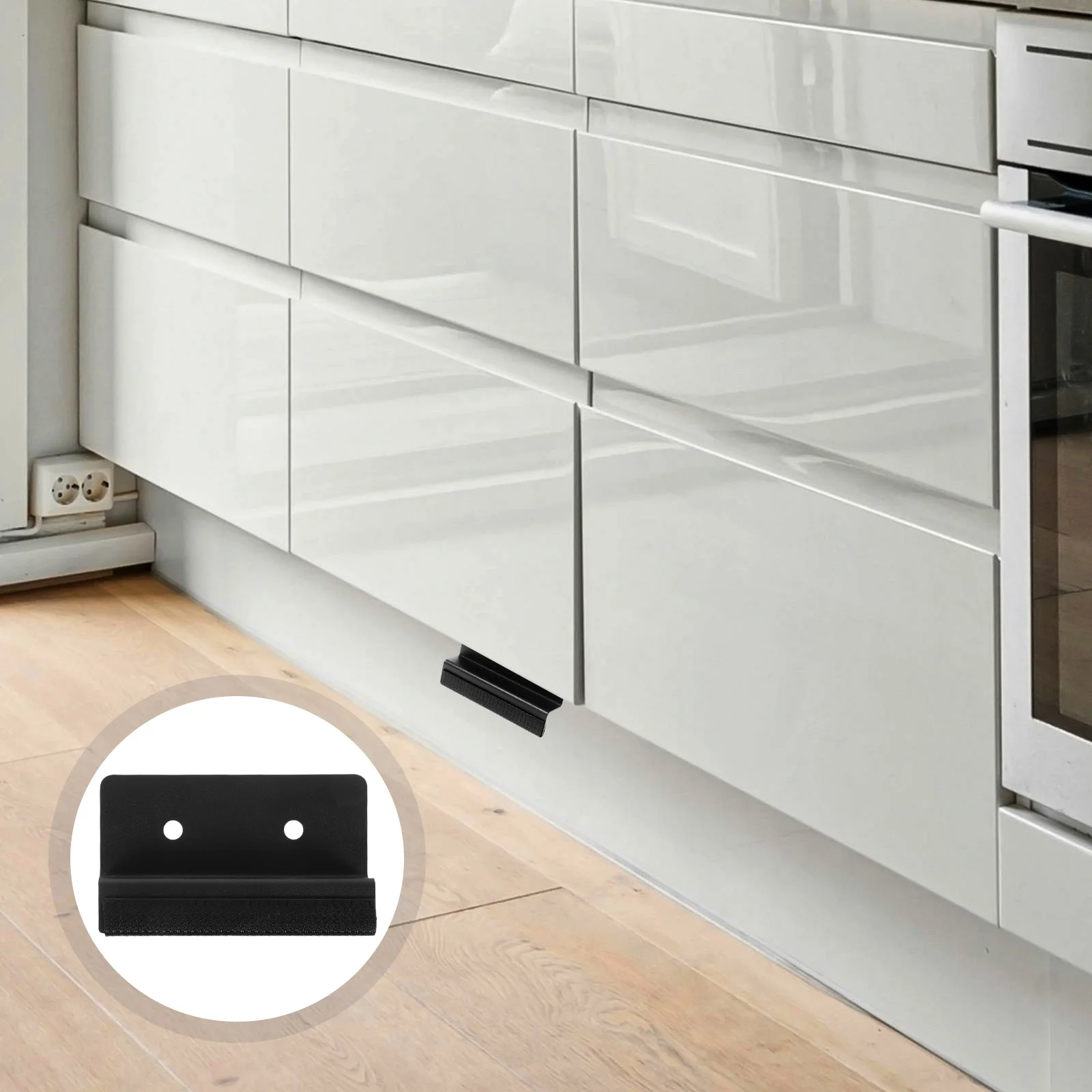 

1pcs Foot Pulls Black Metal Steel Trash Drawer Handle Easy Install Durable Non Slip Under Opener Touchless Mechanism Vintage