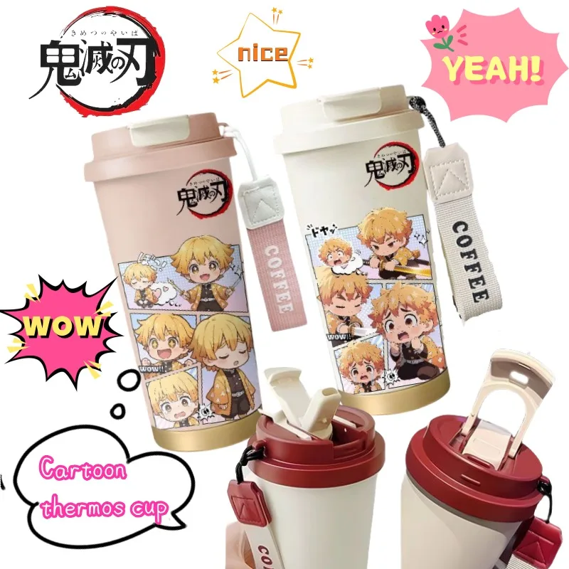 

Demon Slayer Agatsuma Zenitsu New Creative Out Large Capacity Thermos Cartoon Stainless Steel Coffee Cup Double Drinking Mouth
