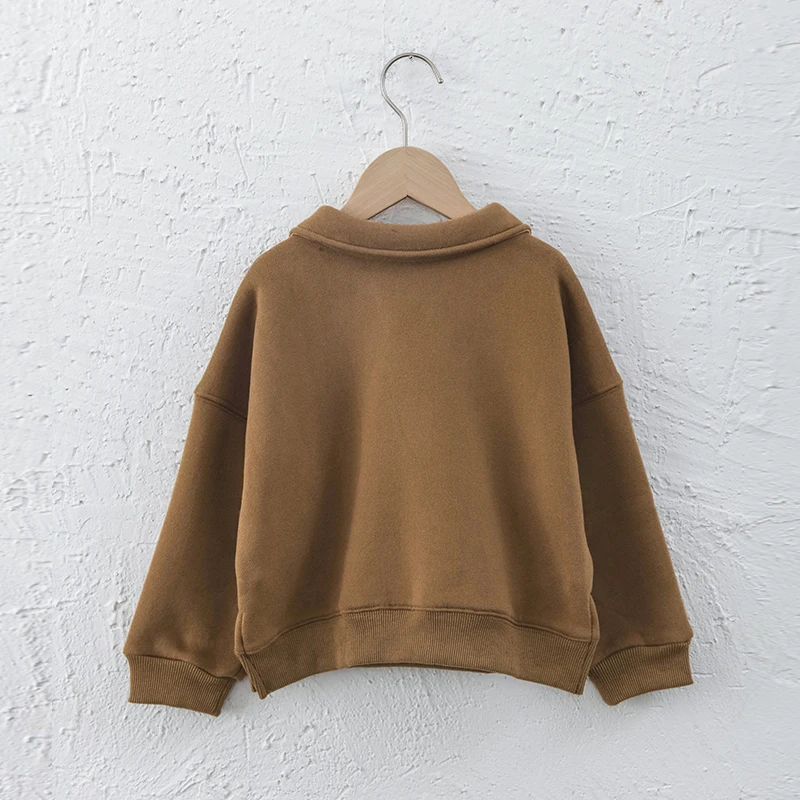 Kinder kleidung Jungen und Mädchen Baumwolle Plüsch warme Sweatshirts Herbst Winter neue Kinder Revers lässig lose Langarm pullover – Detail 32