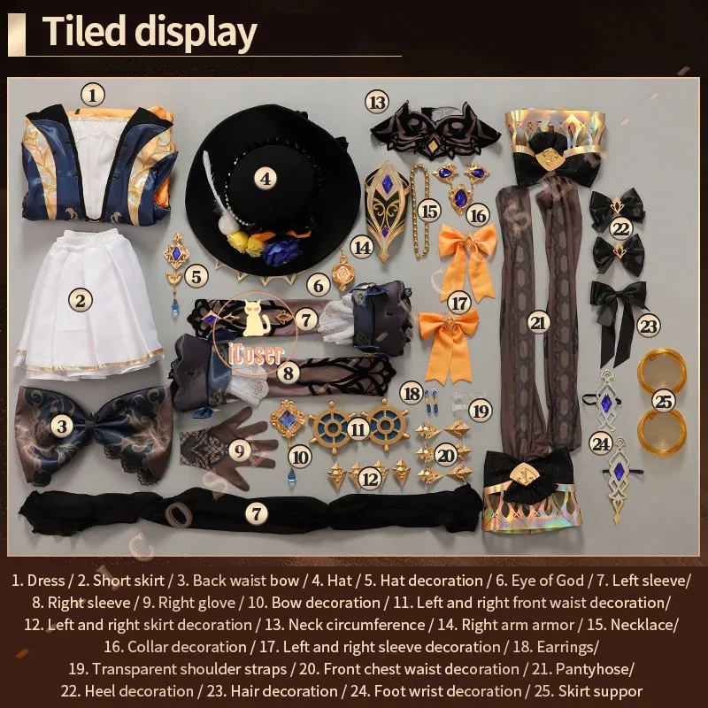 Костюм для косплея Navia, парик Genshin Impact, платье, униформа Fontaine Spina Di Rosula, шляпа Clorinde, вечерние костюмы на Хэллоуин для женщин