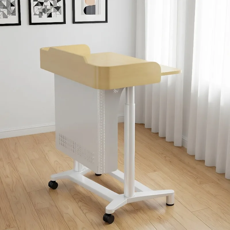 Multifunctional  Table Pneumatic Lifting Table, Wheeled Table Classroom Report Desk Mobile Lecture Desk