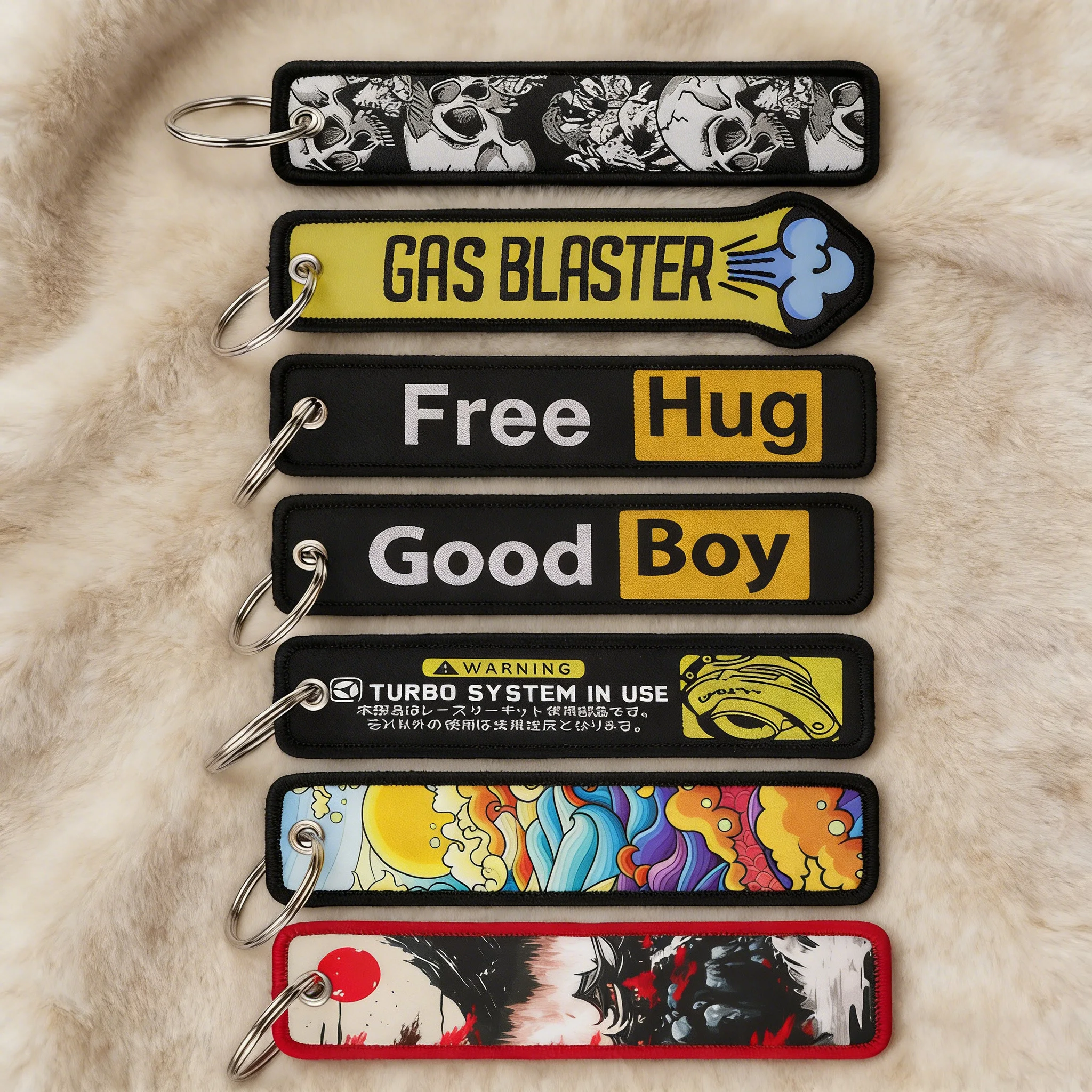 Porte-clés brodé avec citations inspirantes 'Free Hug' pour motards, femmes et hommes, accessoires pour sacs à dos