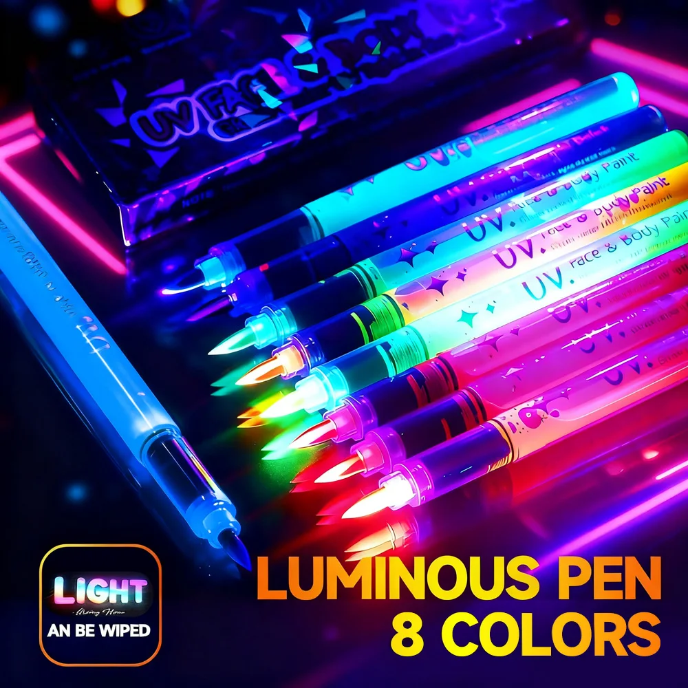 8 Colors Highlighters Luminous Light For Painting Drawing DIY Cup CD Stone Skin Exclusive for Halloween Painting Stationery
