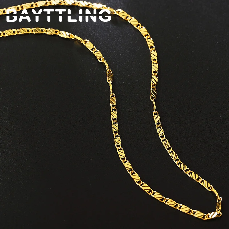 

BAYTTLING Fashion Men 925 Sterling Silver 2MM Gold Chain Necklace For Women Charm Wedding Party Favors Jewelry Accessories