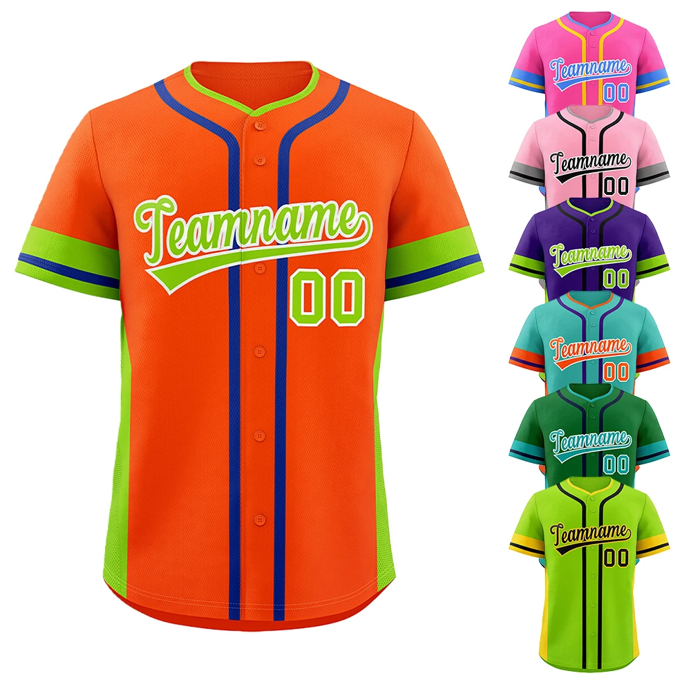 

Custom Baseball Jerseys High Quality Color Block Shirts Moisture Wicking Breathable, Printed Plus Size Adult Youth