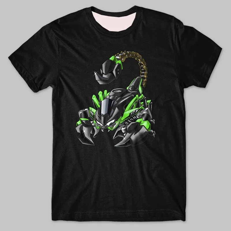 كاواساكي الكلاسيكية دراجة نارية العقرب تحويل مستوحاة تي شيرت جديد س الرقبة الصيف قصيرة الأكمام عادية قميص رجالي