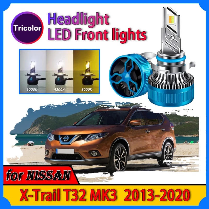 Voor Nissan X-Trail T32 2013-2020 Plug En Play Led Koplamp Gemodificeerde Lamp Sterk Wit Licht Driekleuren Aanpassing Auto-Onderdelen