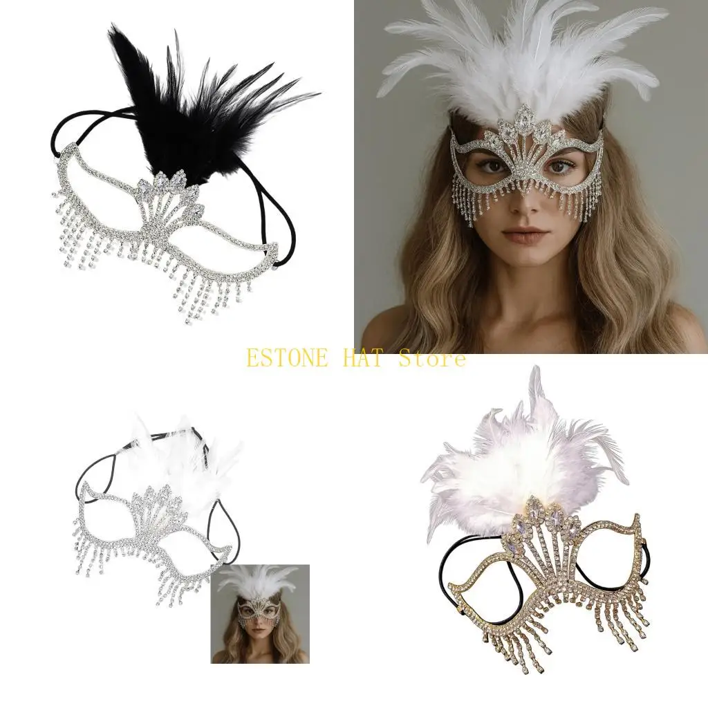 

49MF Professional Rhinestones Embellished Masquerades Mask Fashion Headpiece