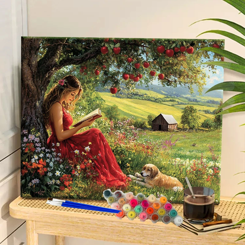 Pintura por números bajo el manzana pintura acrílica lienzo Dropshipping retrato familia niños foto regalos de navidad