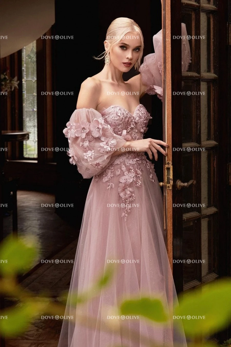 Abiti da ballo Bling lunghi eleganti donna luccica Sweetheart maniche a sbuffo spacco frontale blu rosa abiti da sera da sera principessa