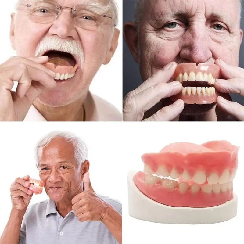 Full Mouth Restoration False Teeth Veneers, Comfortable Snap On Dentures for Upper Lower Jaw, Removable Cosmetic Fake Teeth