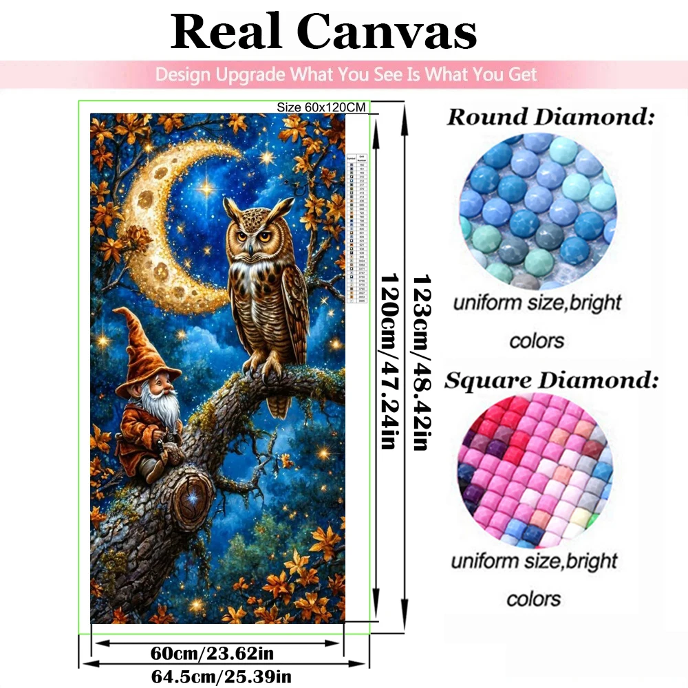 Fantasy Moonlight Cute Owl Santa 5D Large Diy Diamond Painting New 2025 Rhinestone Of Pictures Full Diamond Mosaic Cross Stitch