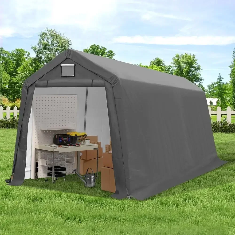 Durable Outdoor Storage Shed - Portable Carport Shelter with Ventilation and Roll-up Door for Vehicles, Equipment, and Garden To