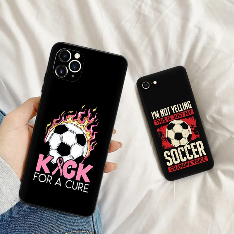 Silicone Black Phone Cases for iphone 16 Pro Max 7 8 14 15 Plus SE XR 11 12 13 Mini 15Pro Focus Football Final Goal Soft Cover