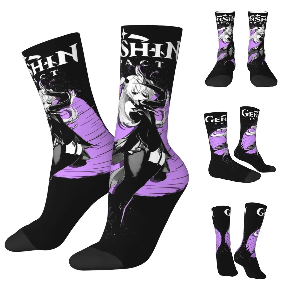 

3D printing cosy Unisex Socks,Windproof Humor Albedo Genshin Impact Interesting Four Seasons Socks