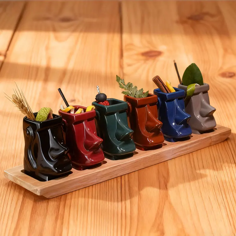 

Tiki Mugs Cocktail Ceramic Hawaiian Party Mugs Drinkware Cute Exotic Cocktail Glasses Tiki Bar Hawaiian Party Barware Best Gift