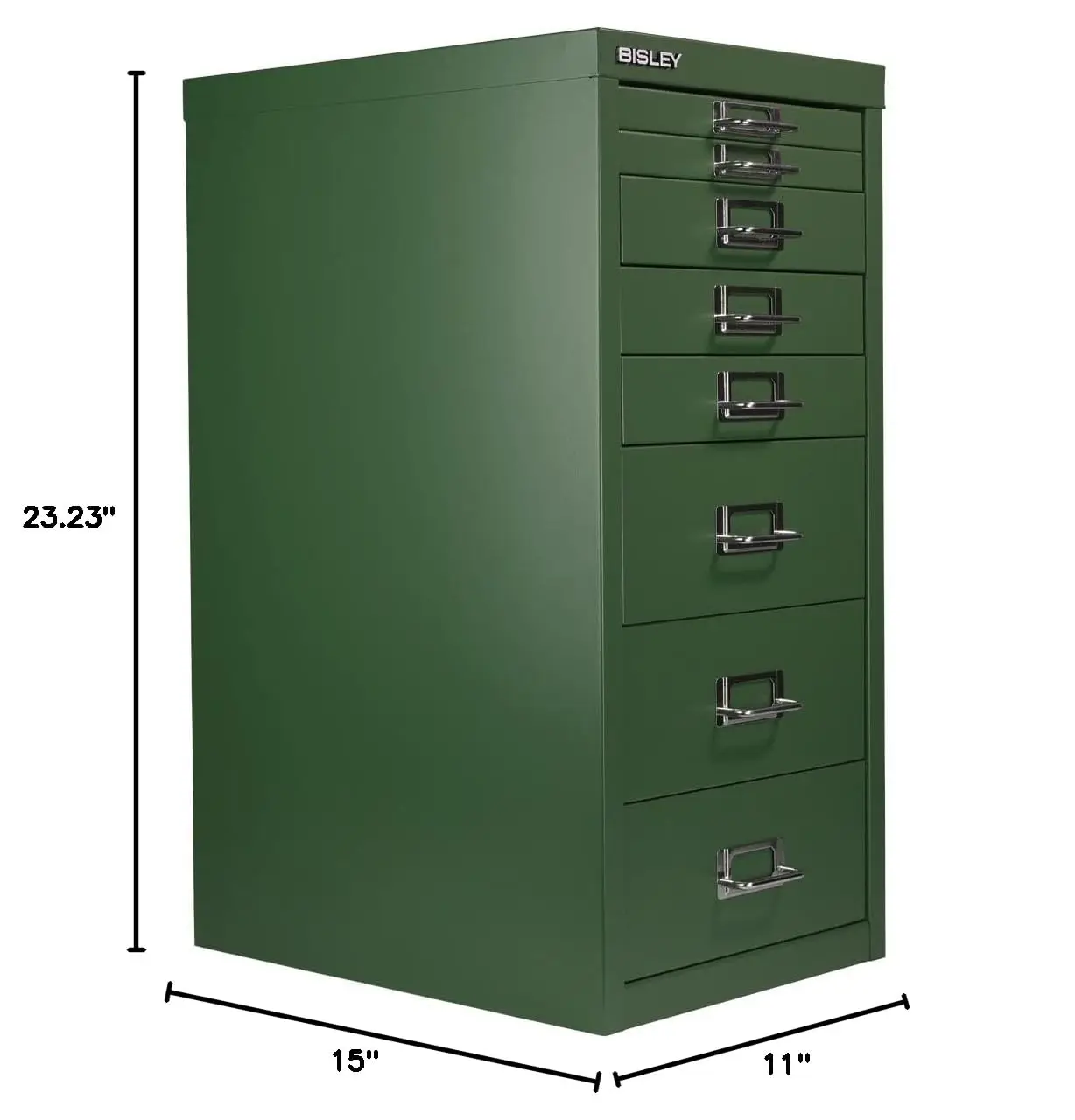 Steel 8-Drawer Cabinet with Label Holders, Chrome Handles, Powder-Coated, Removable Drawers, Under-Desk, Customized