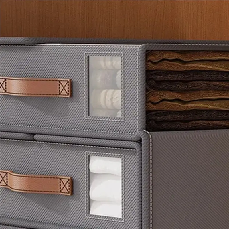 【PRICE-DROP!】Foldable Moisture-Proof Breathable For Storage Box Leather Handle For Bed Sheets Organizers- 2Pcs