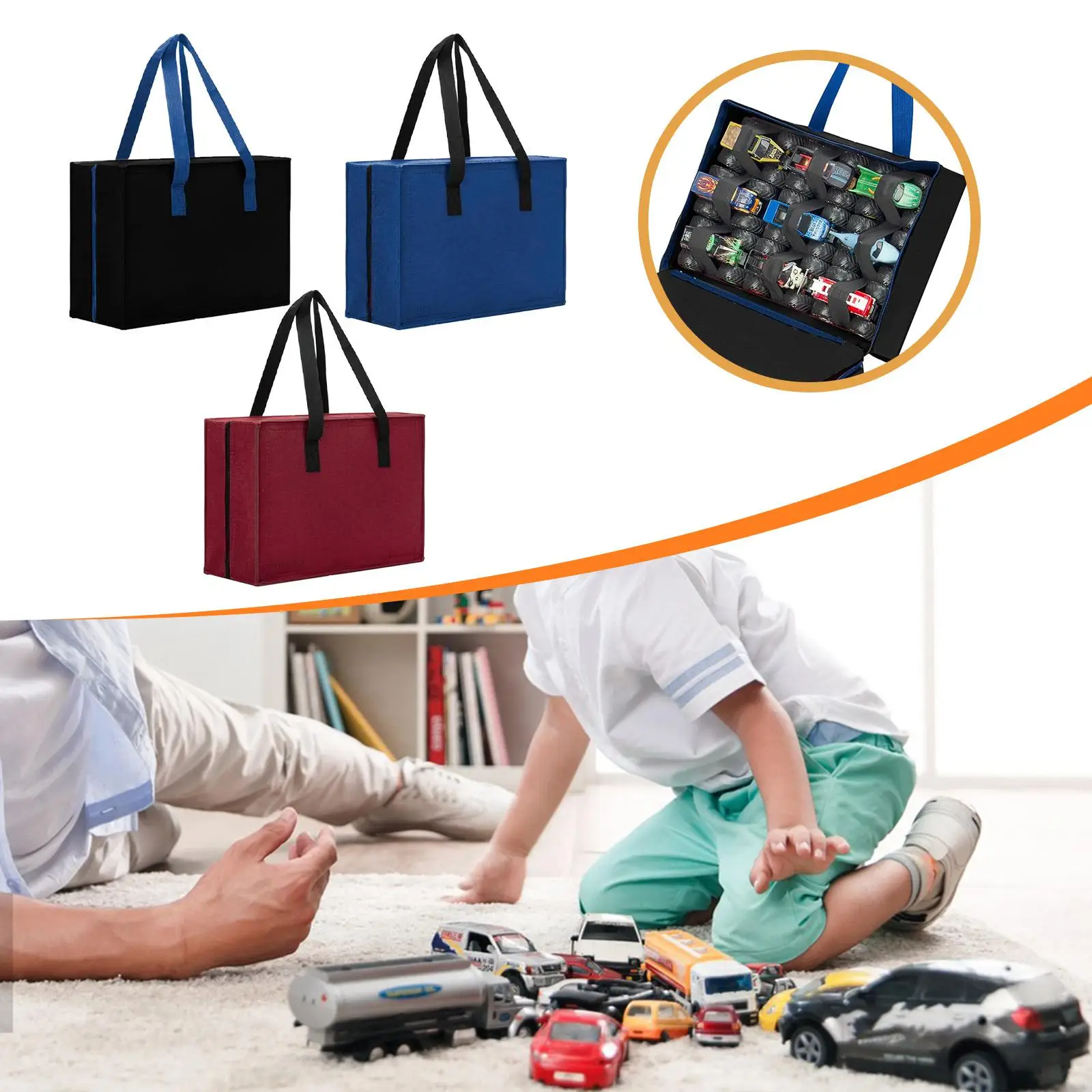 

Чехол для переноски игрушечного автомобиля, фетровая ручная сумка с ручкой, практичная двойная молния, подарочная защита, органайзер для быстрой доступа