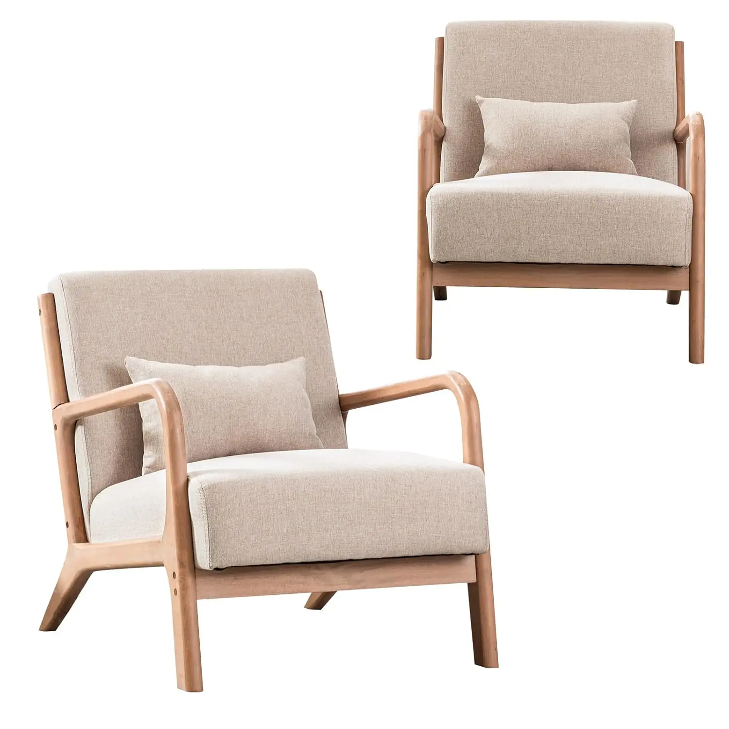 

Комплект из 2-х акцентных кресел в стиле Mid-Century Modern с обивкой и поясничной подушкой, для гостиной, спальни, солярия, с возможностью индивидуального заказа