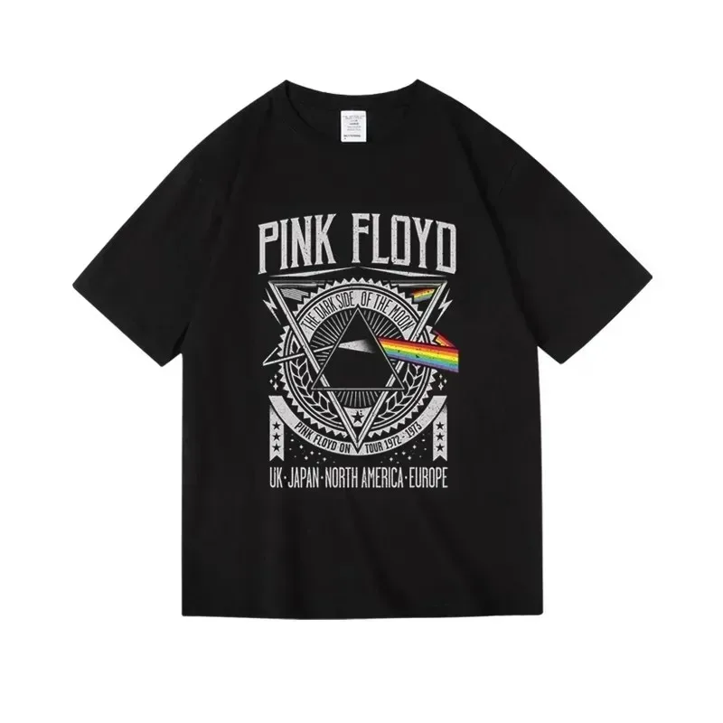 Pink Floyd The Dark Side of the Moon Album Cover Vintage T-Shirt, Unisex Loose Cotton Hip-Hop Style Women And Men T-shirts