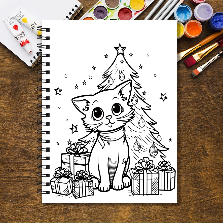 Holiday Animals Adult Coloring Book - 8.3x 11.2 Inch 32 Page Coloring Book - Helps Reduce Stress and Ease Emotions
