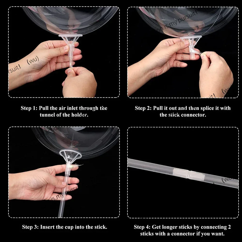 

Ultimate 50-Pack Balloon Stick Holders 40cm White PVC Rods Clear Cups | Secure Floating Magic for Weddings Birthdays & Parties!