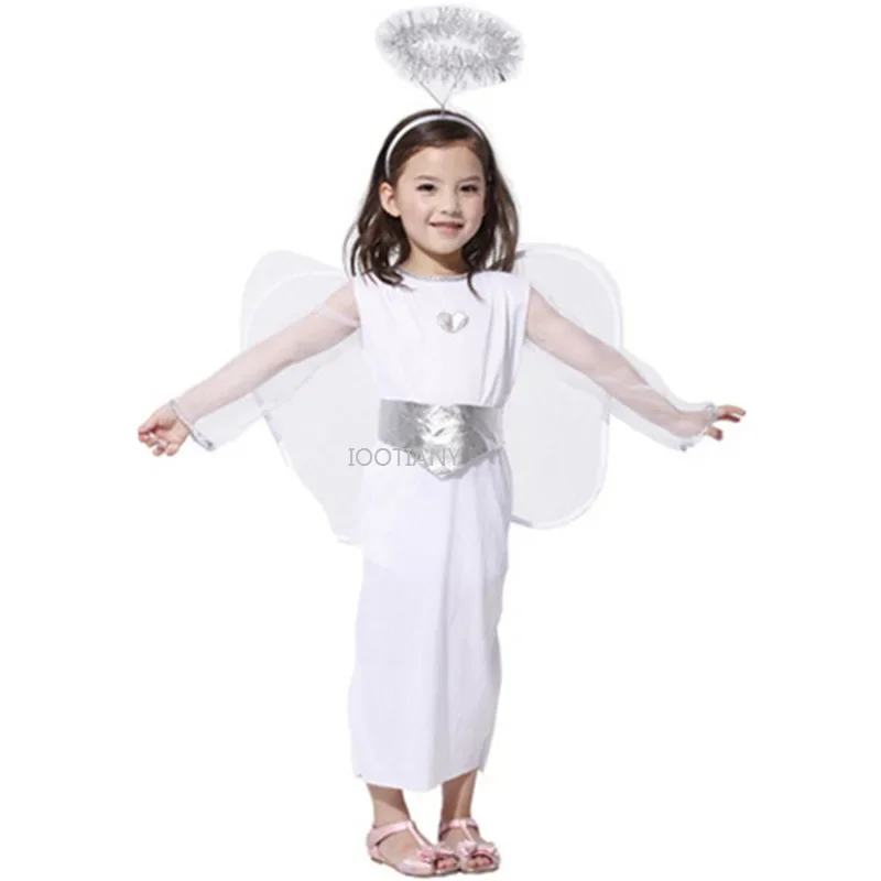 

New Girls Angel Cosplay Costume Children Elegant White Angel School Drama Performance Costume Preschool Masquerade Party Dresses