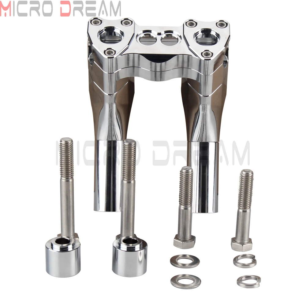 28mm 1-1/8'' Pullback Handlebar Risers Top Clamp for Harley Cafe Racer  Bobber Chopper Handlebars 3.5'' Center Chrome Rise 6inch