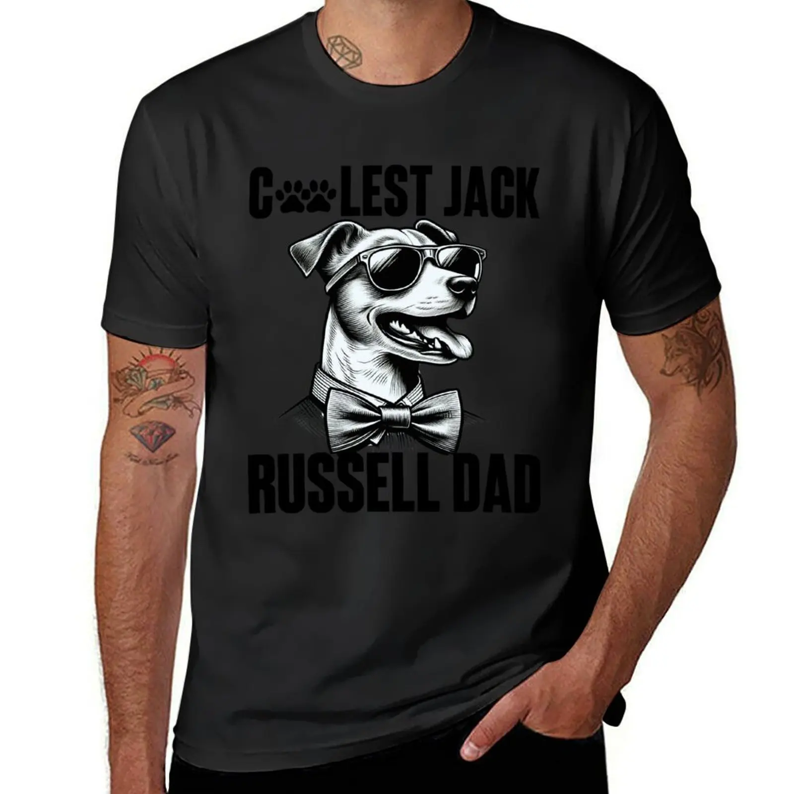 Coolest jack Russell DAD funny dog lovers quote. Cool and funny dog jack Russell dad wearing glasses. T-Shirt