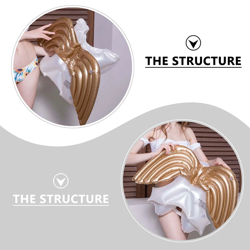 

1Pcs Inflatable Children's Swimsuit White Lovely Angel Wing Safe Durable PVC Kid Swimwear Adjustable Buckle Beach Poolwear