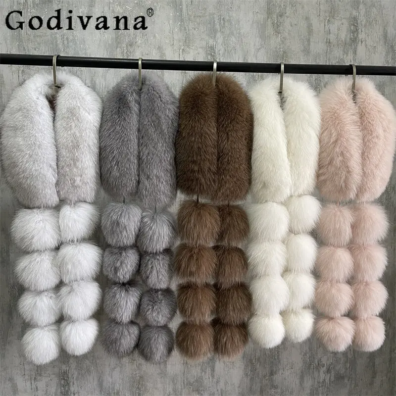 

Зимний утолщенный теплый экологически чистый меховой шарф, милый милый элегантный женский пушистый шарф для шеи