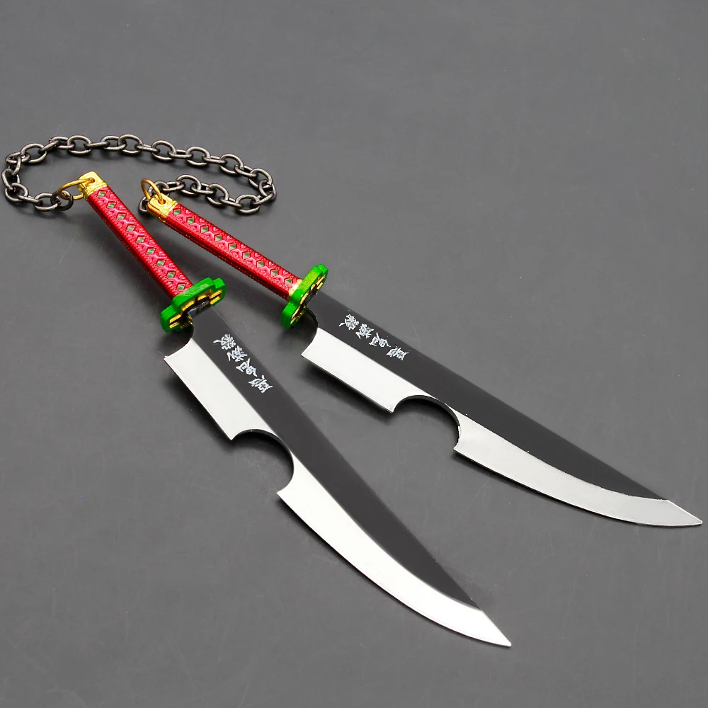 20cm Uzui Tengen Nichirin Double Blade Demon Slayer Anime Peripherals Weapon Model Katana Swords Samurai Royal Japanese Gift Toy