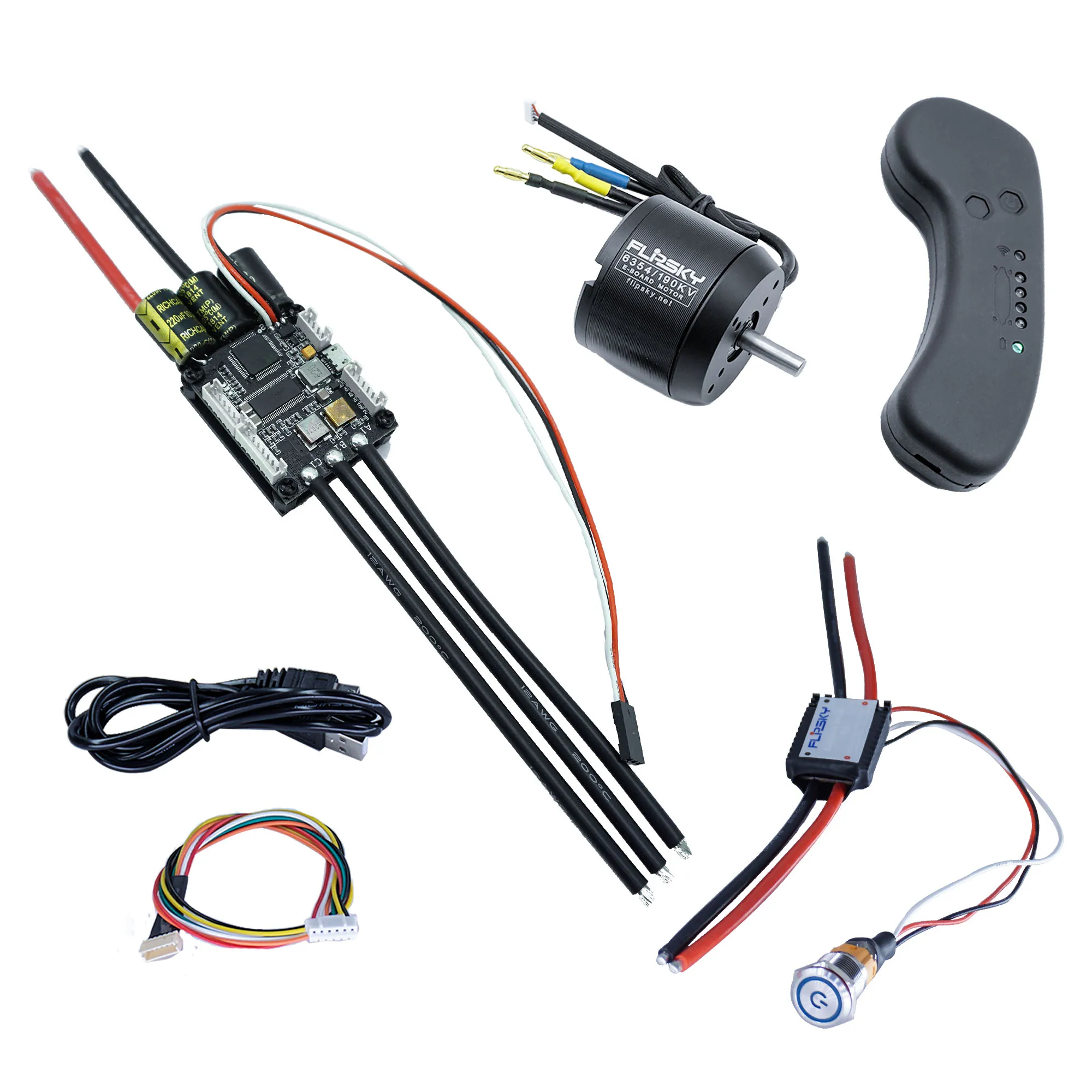 Standard FSESC 4.12 And BLDC 6354 Motor Group S3 Electric Skateboard Kit