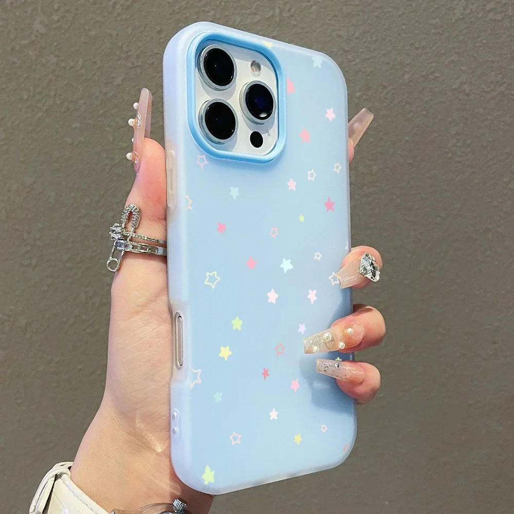 Cute Pastel Color Colorful Star Phone Case For Redmi 10 11 12 13 14 4G Xiaomi Redmi Note 10 11 12 13 14 Pro 5G 14C 13C 15C Cover view 3